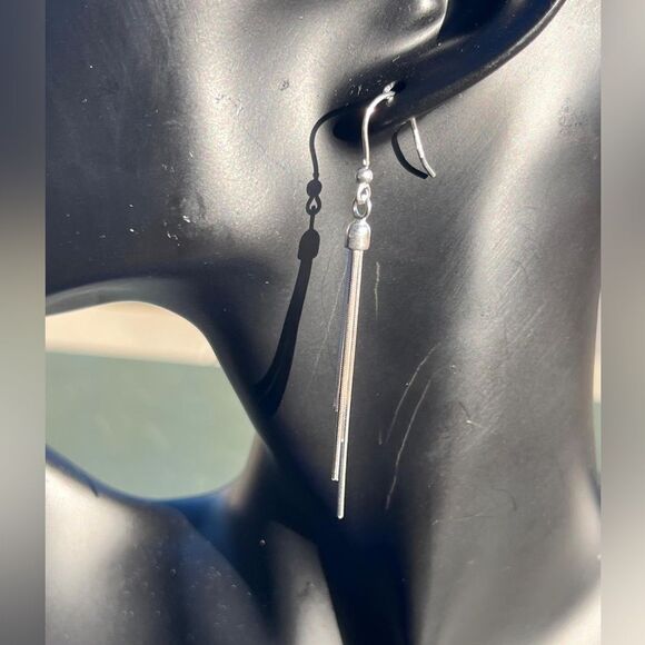 Italian Sterling Silver Tassel Drop Earrings - Picture 4 of 7